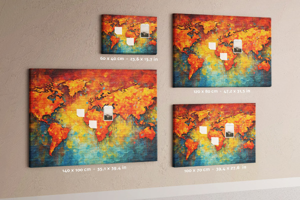 Cork memo board Decorative world map
