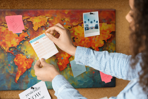 Cork memo board Decorative world map