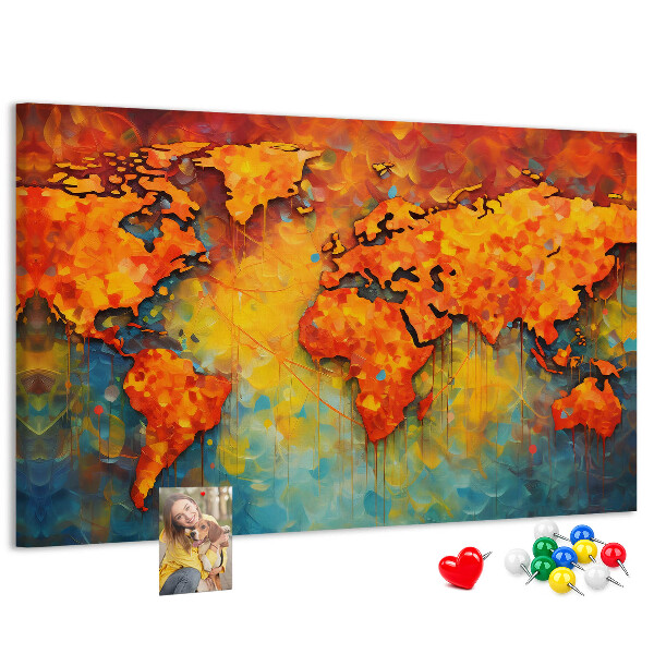Cork memo board Decorative world map