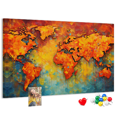 Cork memo board Decorative world map