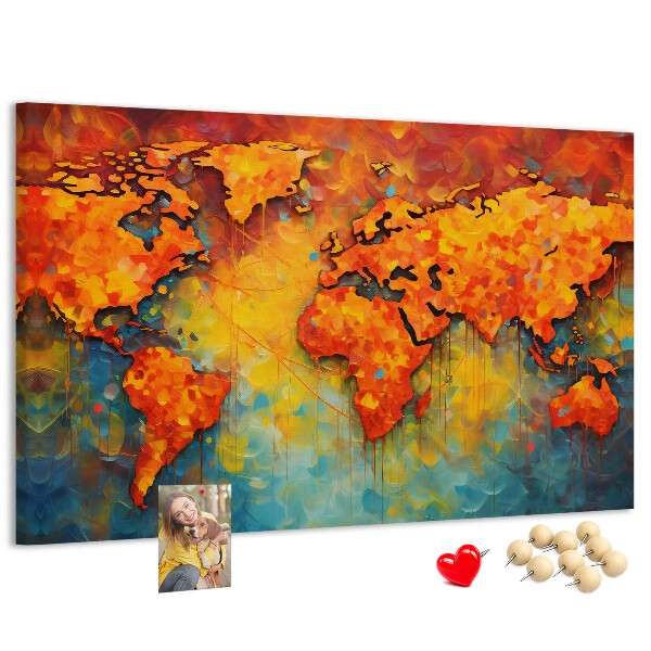 Cork memo board Decorative world map