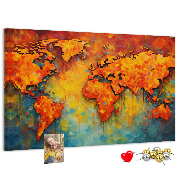 Cork memo board Decorative world map