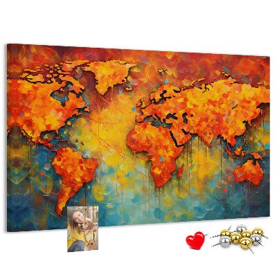 Cork memo board Decorative world map