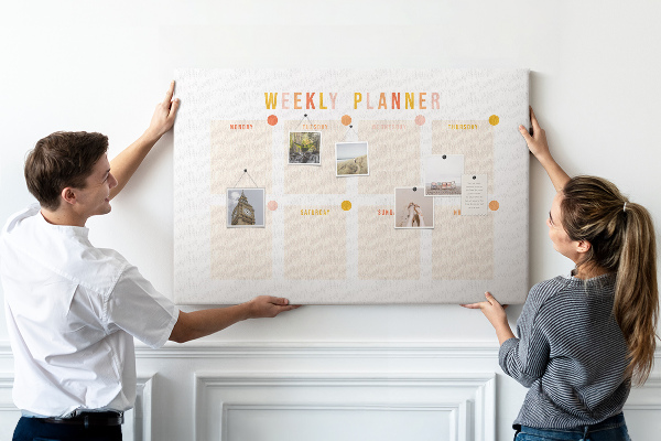 Cork display board Weekly planner