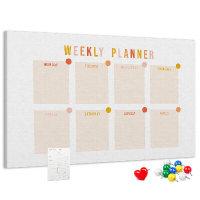 Cork display board Weekly planner