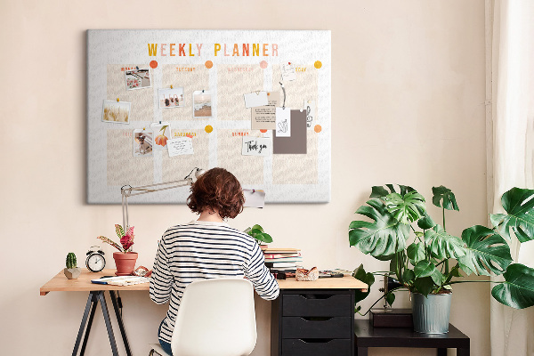 Cork display board Weekly planner