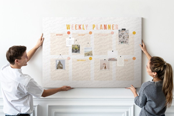 Cork display board Weekly planner