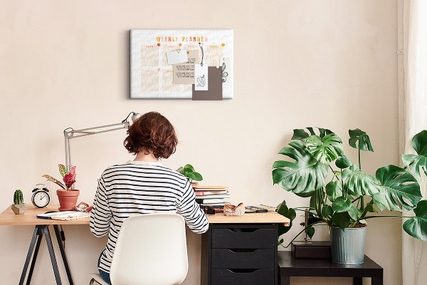 Cork display board Weekly planner