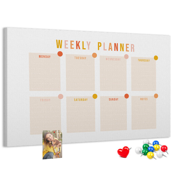 Cork display board Weekly planner