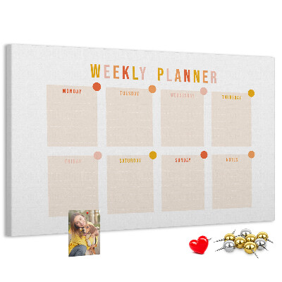 Cork display board Weekly planner