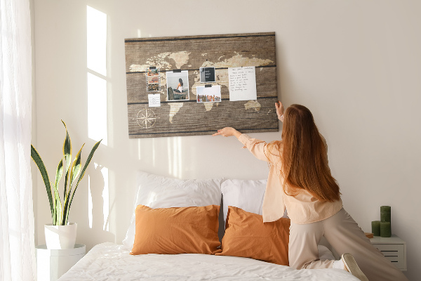Cork board Wooden board world map