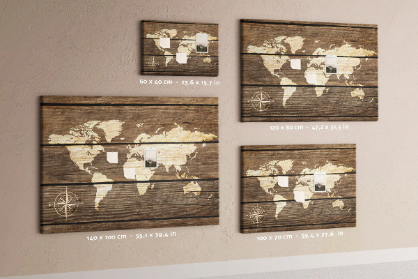 Cork board Wooden board world map