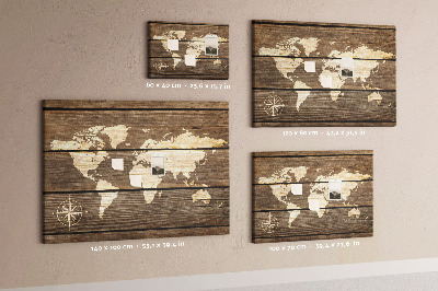 Cork board Wooden board world map