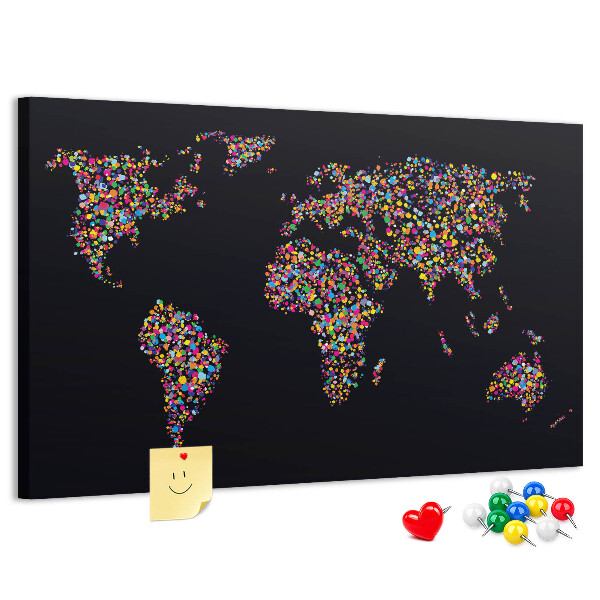 Cork display board Dotted world map