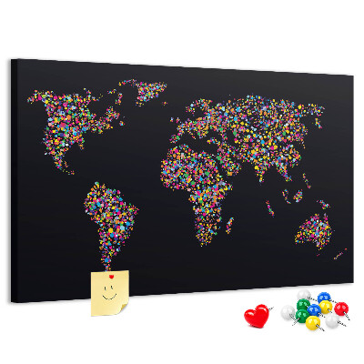 Cork display board Dotted world map