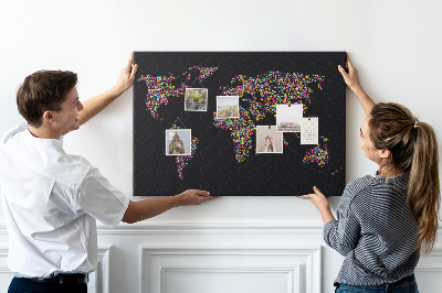 Cork display board Dotted world map