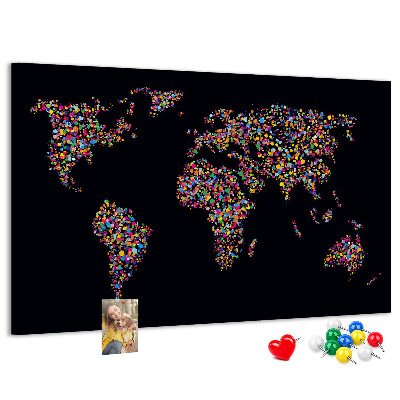 Cork display board Dotted world map