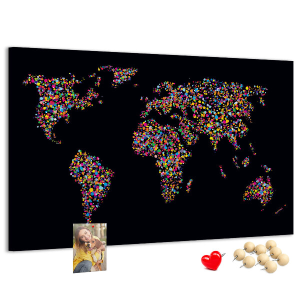 Cork display board Dotted world map