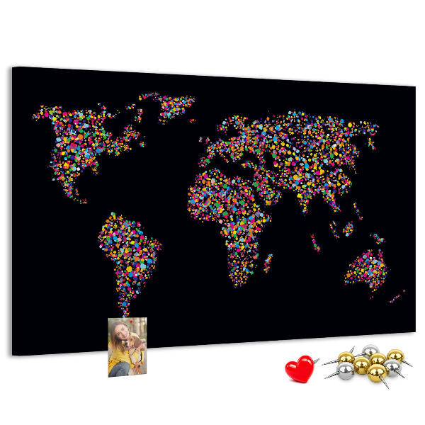 Cork display board Dotted world map