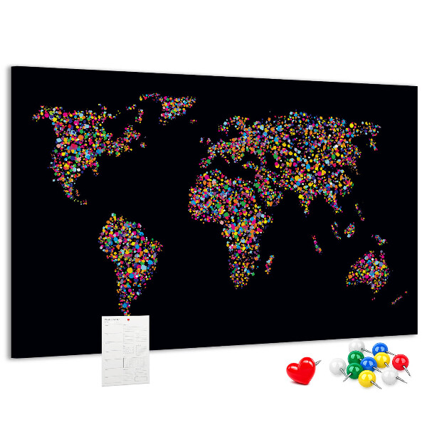 Cork display board Dotted world map