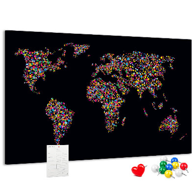 Cork display board Dotted world map