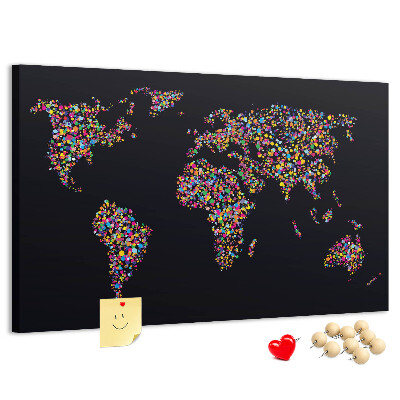 Cork display board Dotted world map