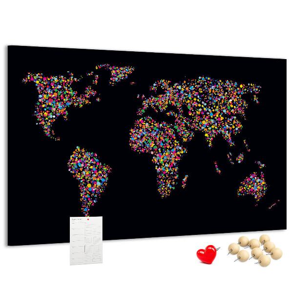 Cork display board Dotted world map