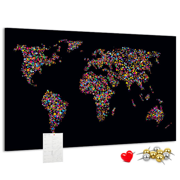 Cork display board Dotted world map