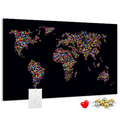 Cork display board Dotted world map