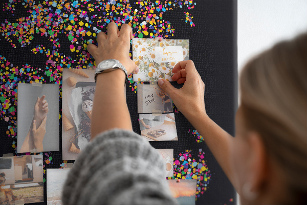 Cork display board Dotted world map