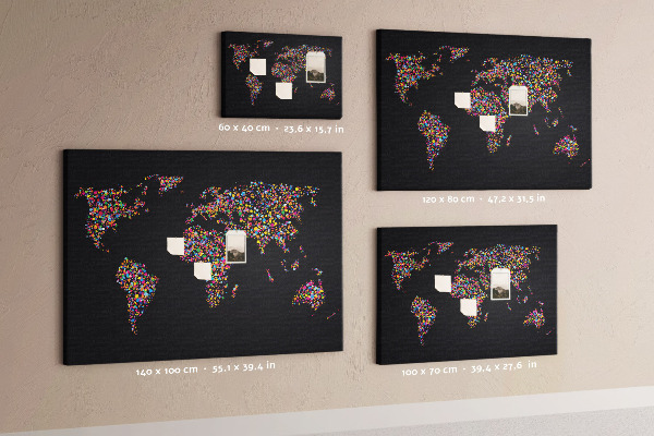 Cork display board Dotted world map