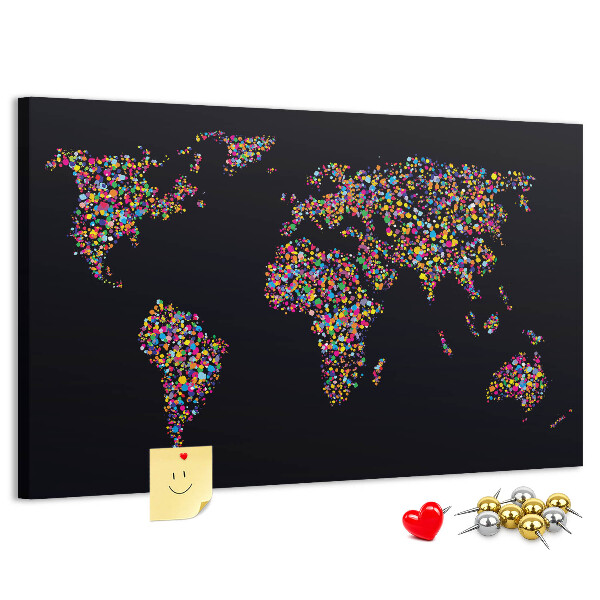 Cork display board Dotted world map