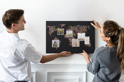 Cork display board Dotted world map