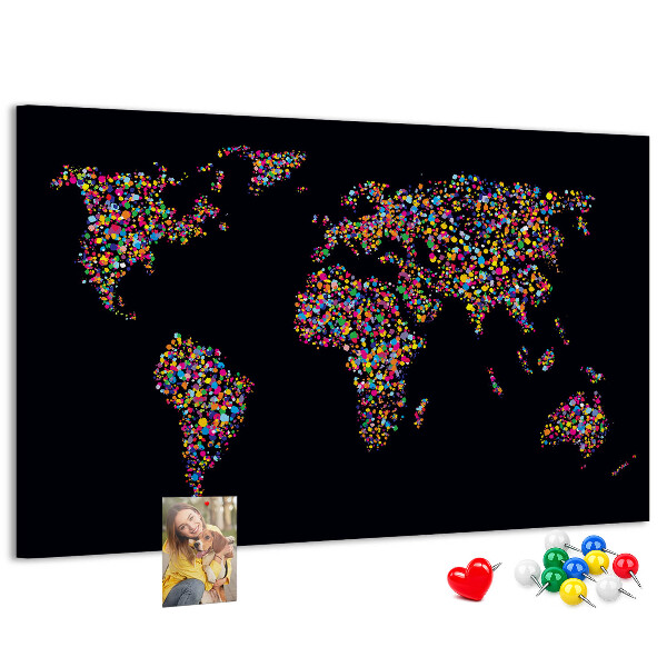 Cork display board Dotted world map
