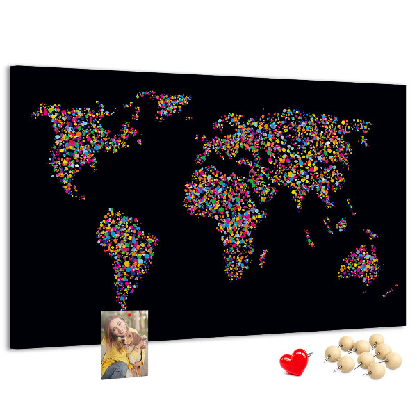 Cork display board Dotted world map