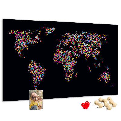 Cork display board Dotted world map