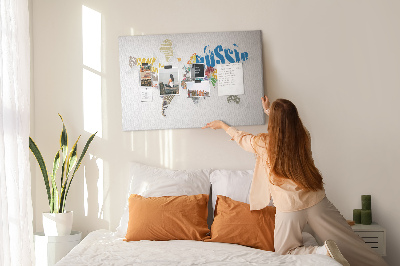 Cork memo board Textual world map