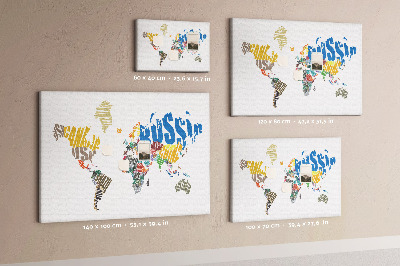 Cork display board Textual world map