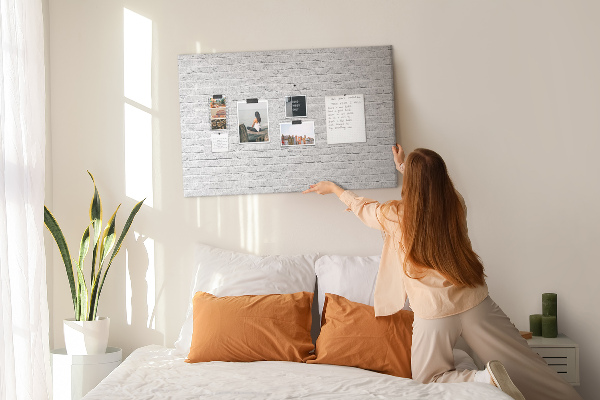Cork memo board Brick wall