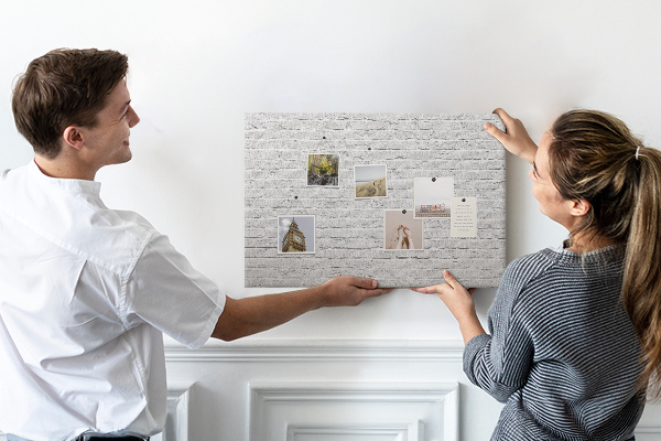Cork memo board Brick wall