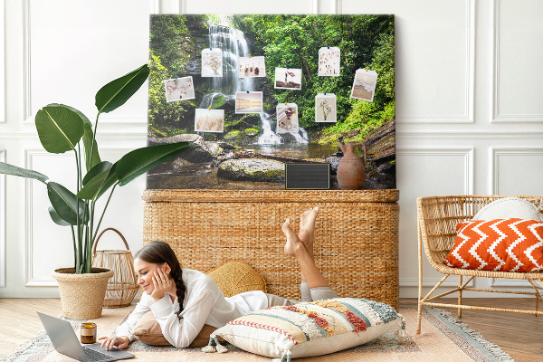 Cork board Waterfall forest