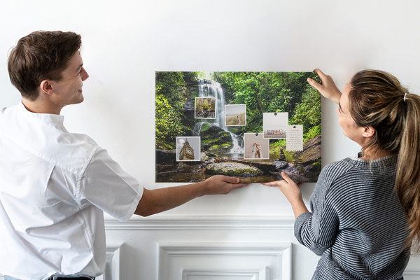 Cork board Waterfall forest