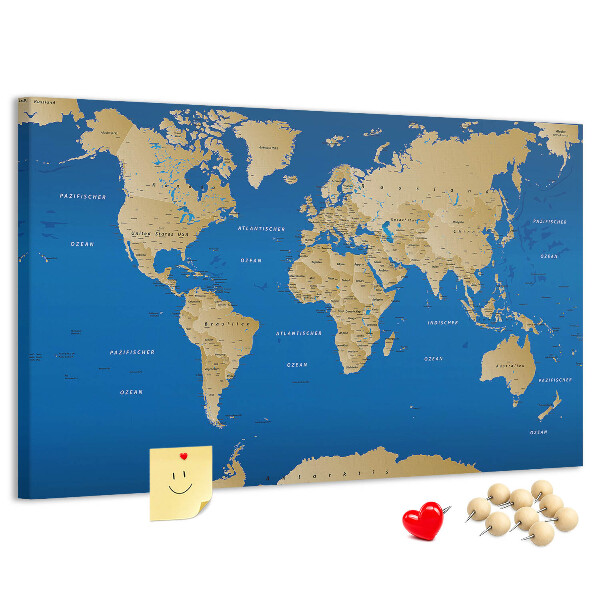 Cork memo board World countries