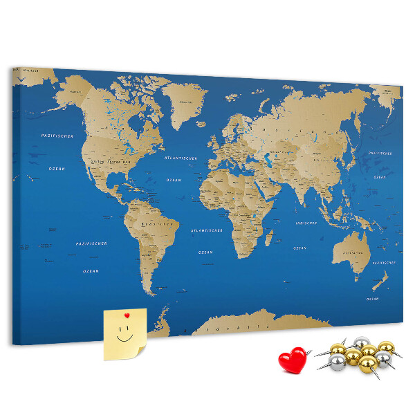 Cork memo board World countries
