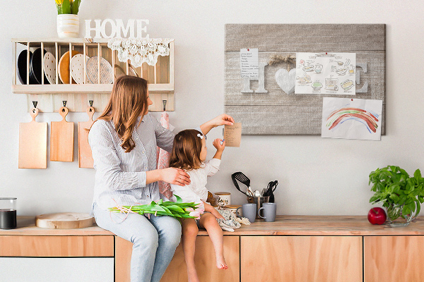 Cork display board Home lettering