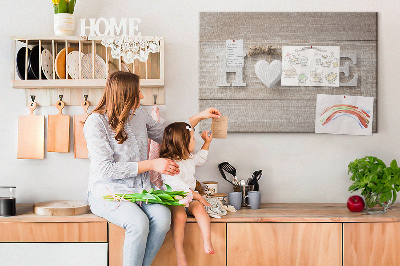 Cork display board Home lettering