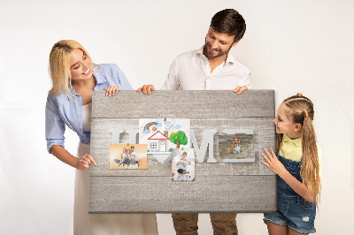 Cork display board Home lettering