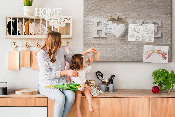 Cork display board Home lettering