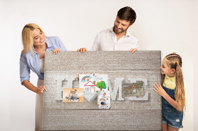 Cork display board Home lettering
