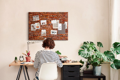 Cork memo board Old brick wall
